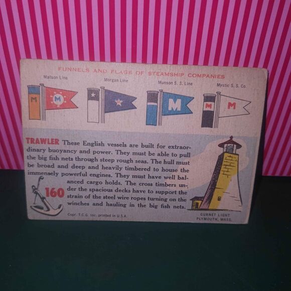 1955 Topps Rails and Sails #160 Trawler Card British Steam Powered Fisherman - Picture 5 of 6